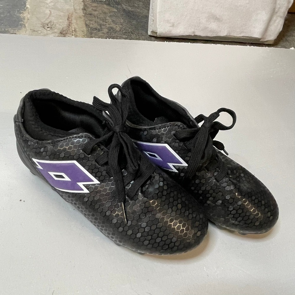Lotto Storm Girls Size 13 Soccer Cleats Black Purple‎ Football Shoes